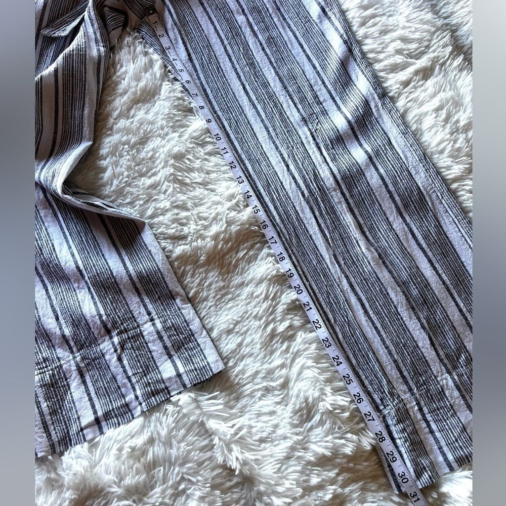 Jolt Black and White Striped Tie Waist Linen Blend Pants - Picture 8 of 12